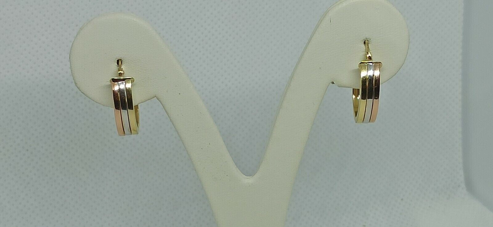 Orecchini multitonnali  “cerchi ovali in oro giallo , bianco e rosa 18 kt 