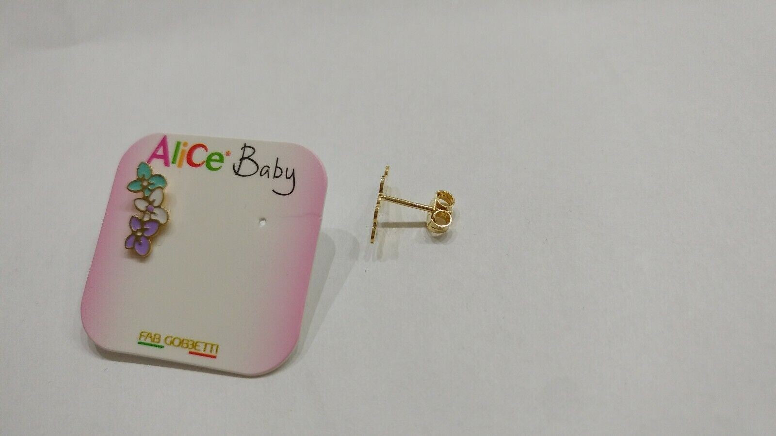 Orecchini pendenti in oro giallo 18 kt con fiori    e smalti a fuoco