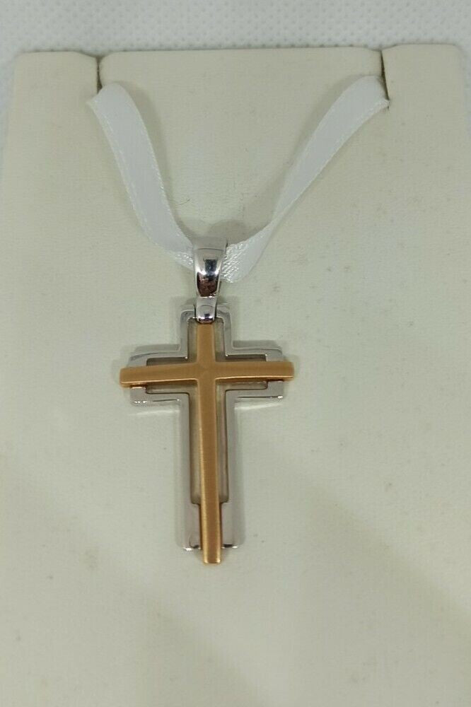 Croce da uomo in oro bianco e rosa  18 kt ( 750)  grammi 5,75.