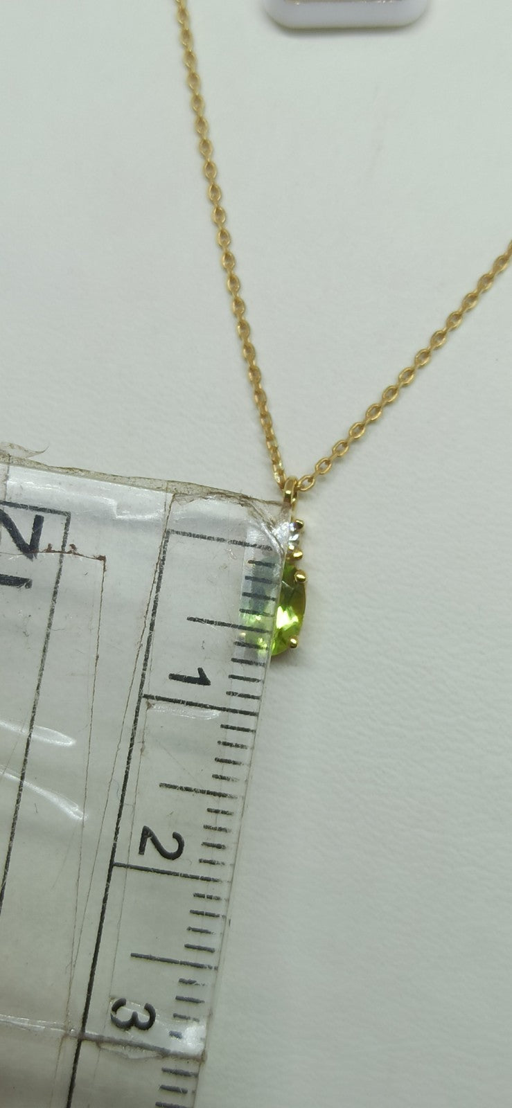 Collana punto luce in oro  giallo 9 Kt pietra verde ovale Collana Principessa