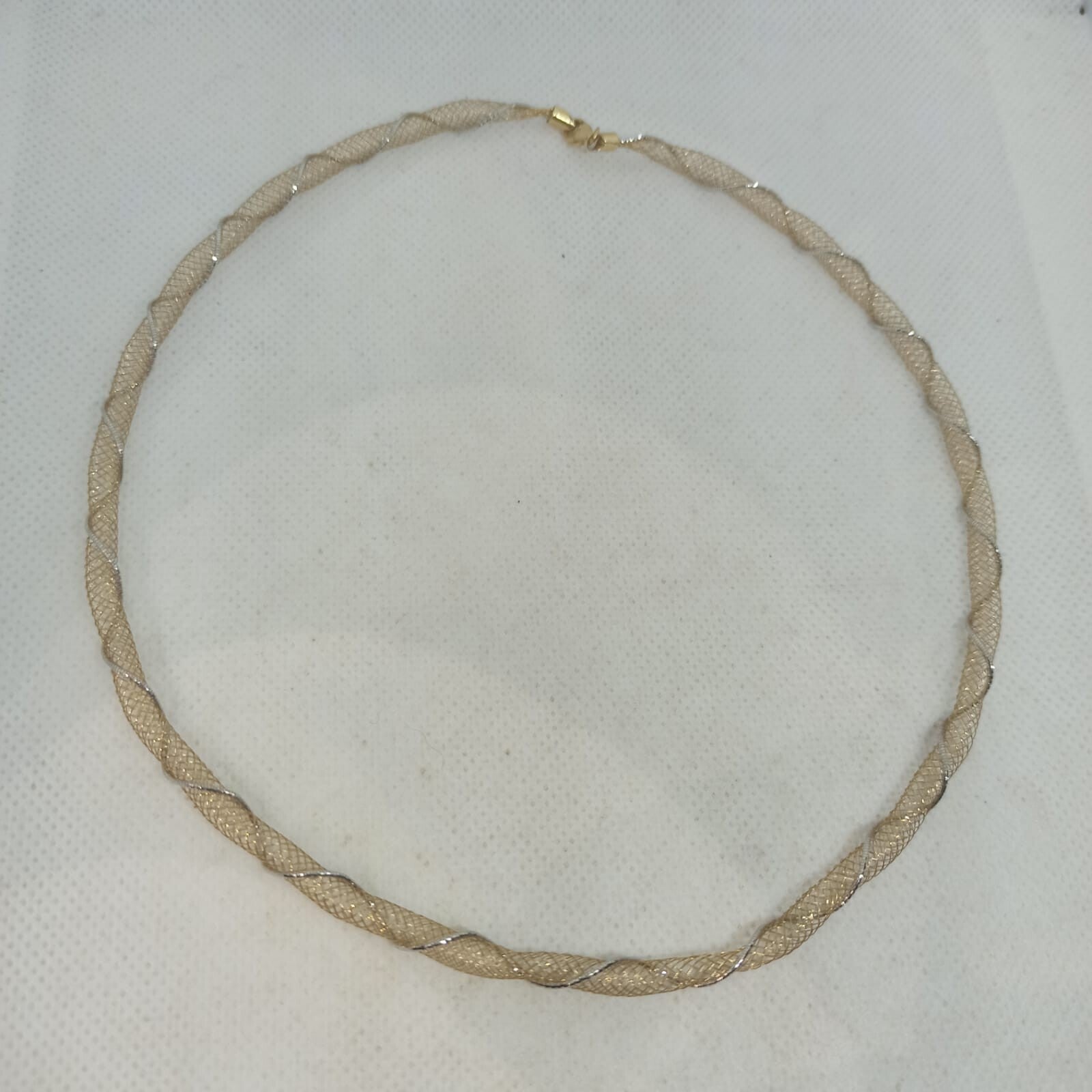 Collana Morbida Multifilo  Effetto Tessuto Oro Giallo e Bianco 18 kt  