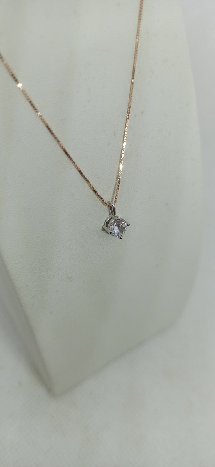 Collana Punto Luce Oro Rosa E Oro Bianco 18 Kt