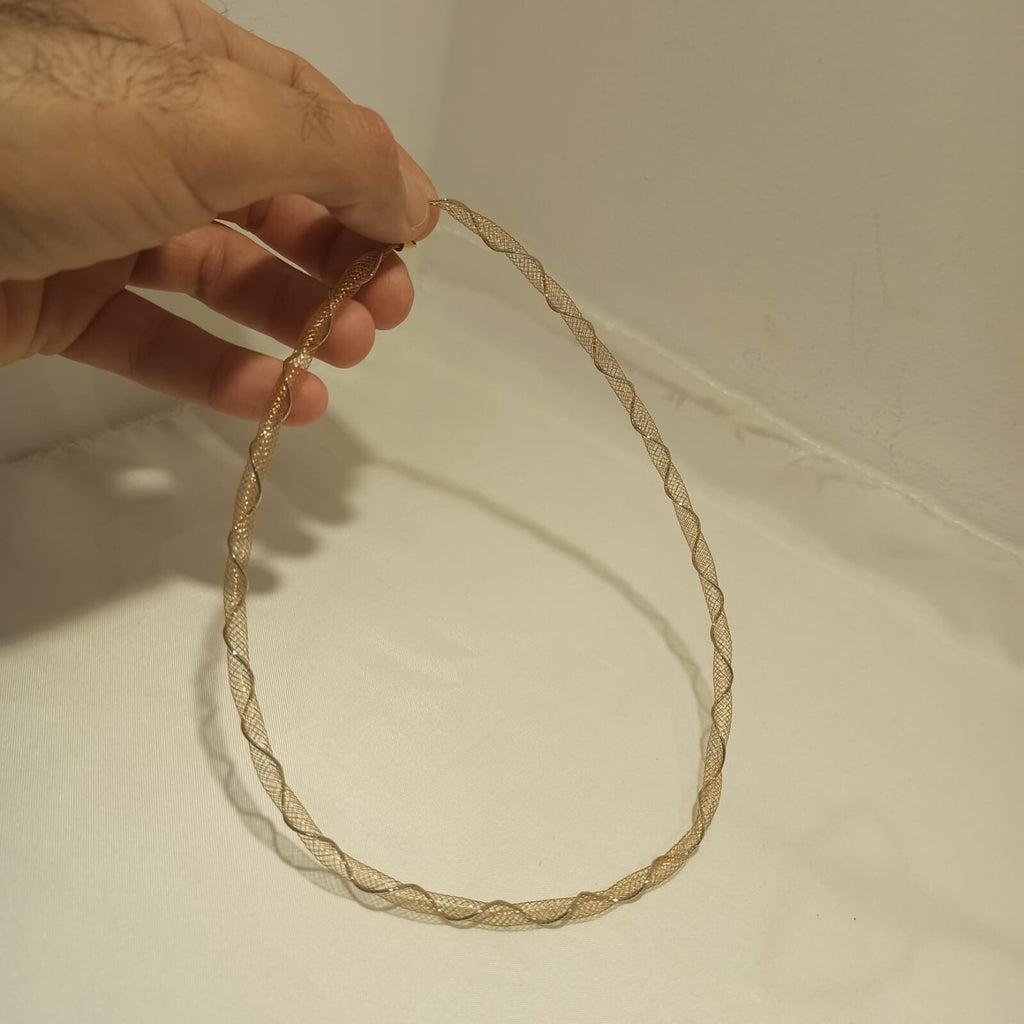Collana Morbida Multifilo  Effetto Tessuto Oro Giallo e Bianco 18 kt  