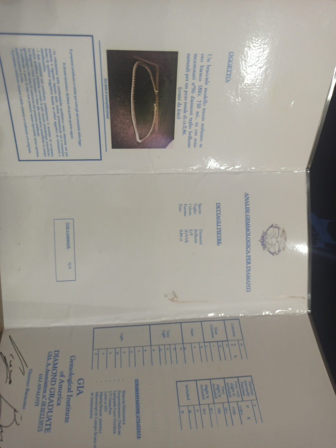 Bracciale unisex uomo donna tennis  oro  bianco 18 kt e diamanti ct 0,86