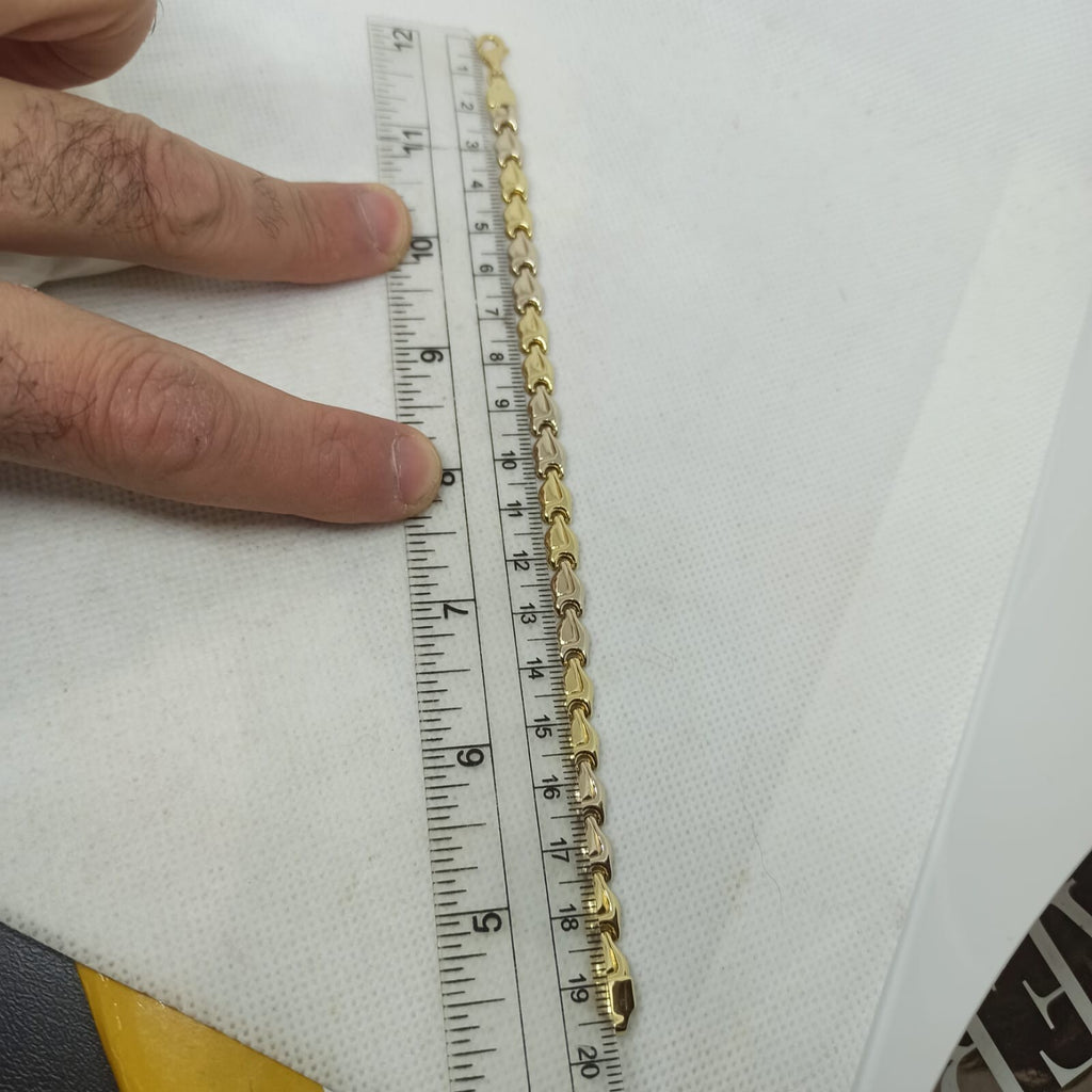 Bracciale uomo Donna Unisex maglie  oro giallo e bianco lucide 18 kt (750)