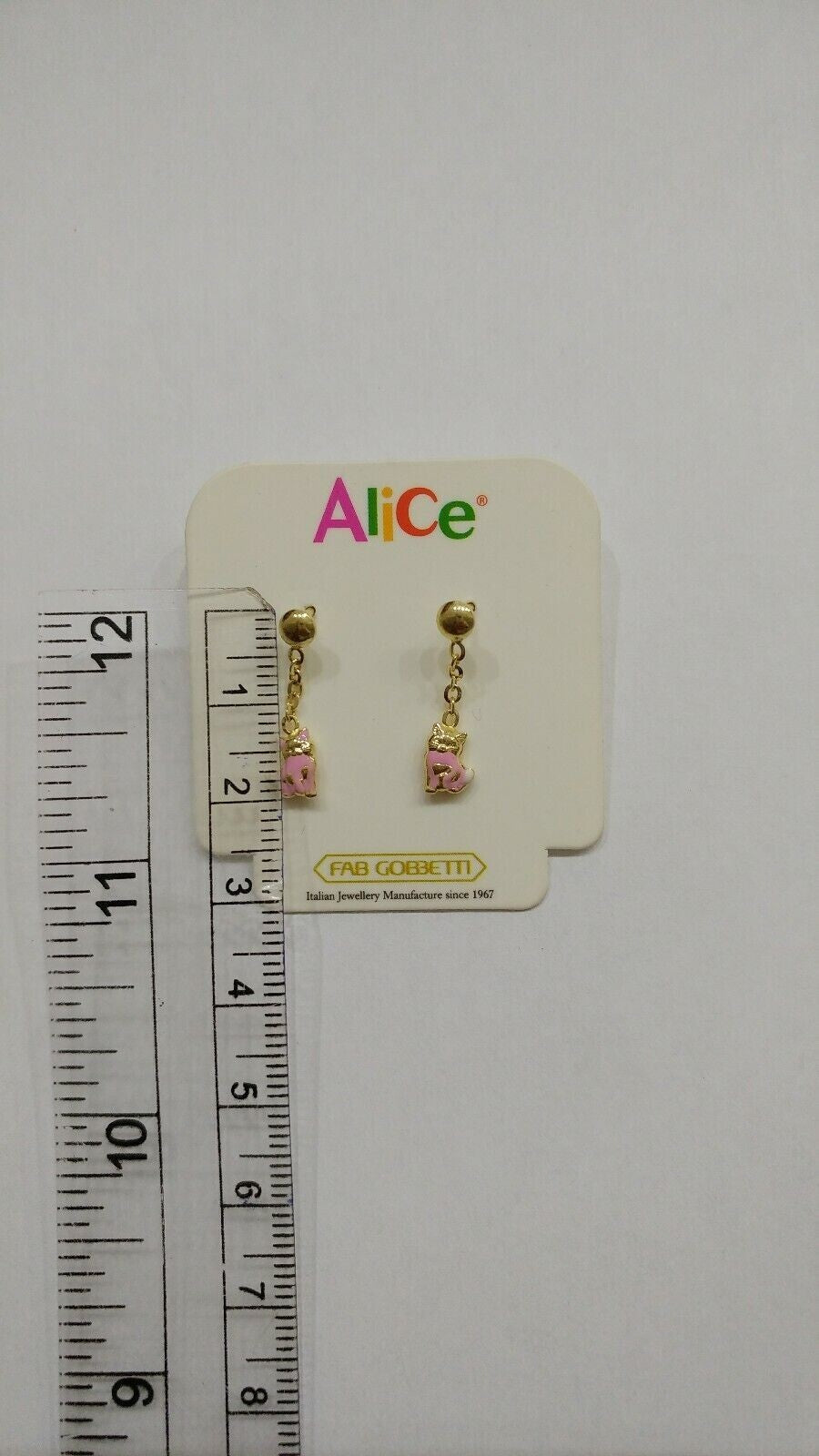 Orecchini pendenti in oro giallo 18 kt con gatti   smaltati a fuoco