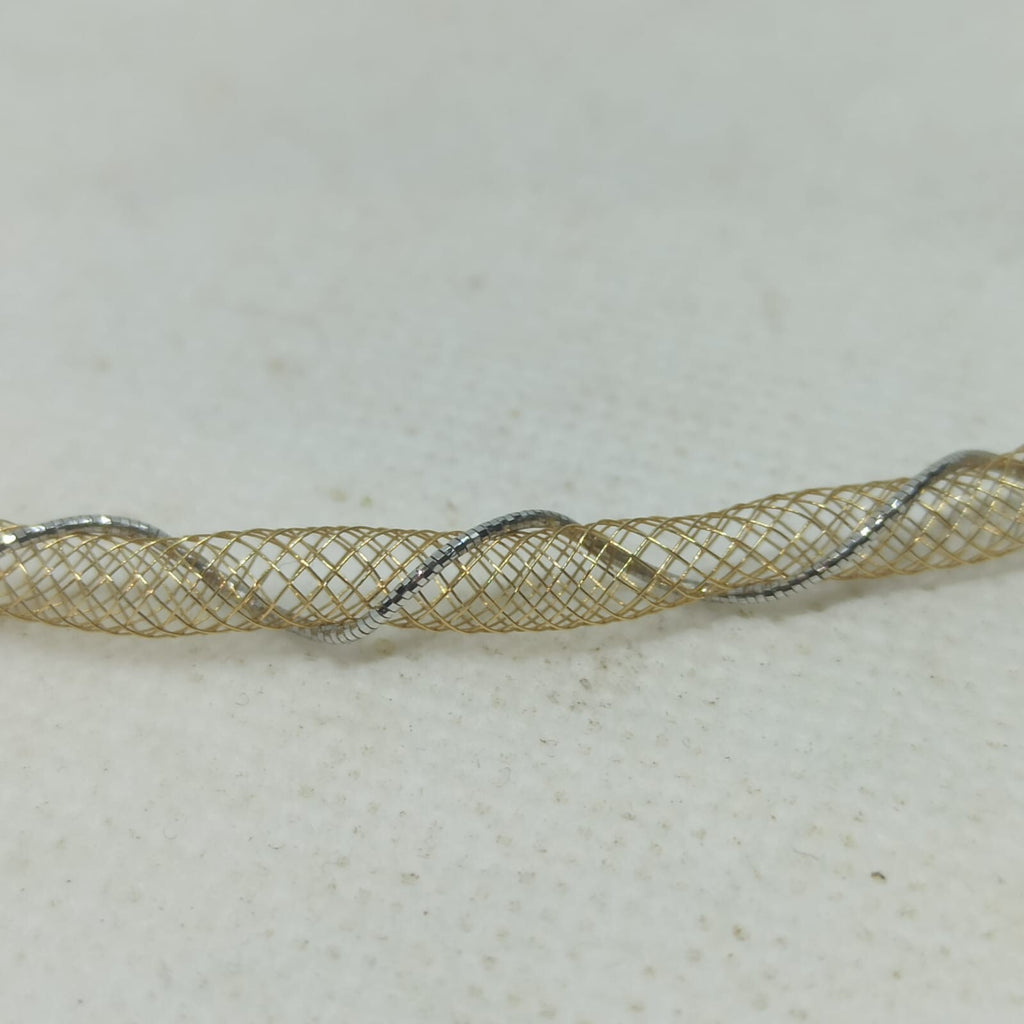 Collana Morbida Multifilo  Effetto Tessuto Oro Giallo e Bianco 18 kt  