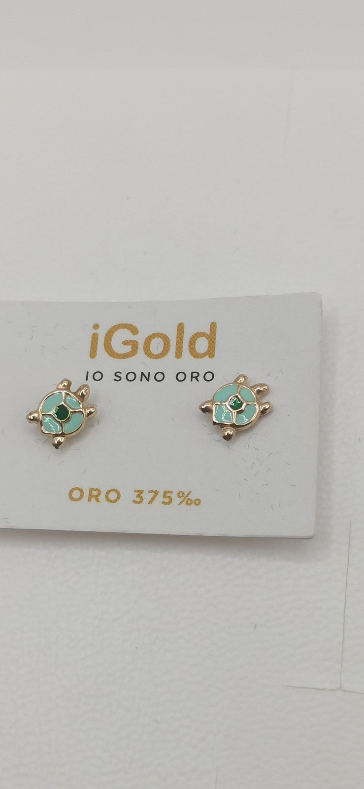 Orecchini in oro giallo 9 kt modello tartaruga con smalti. 