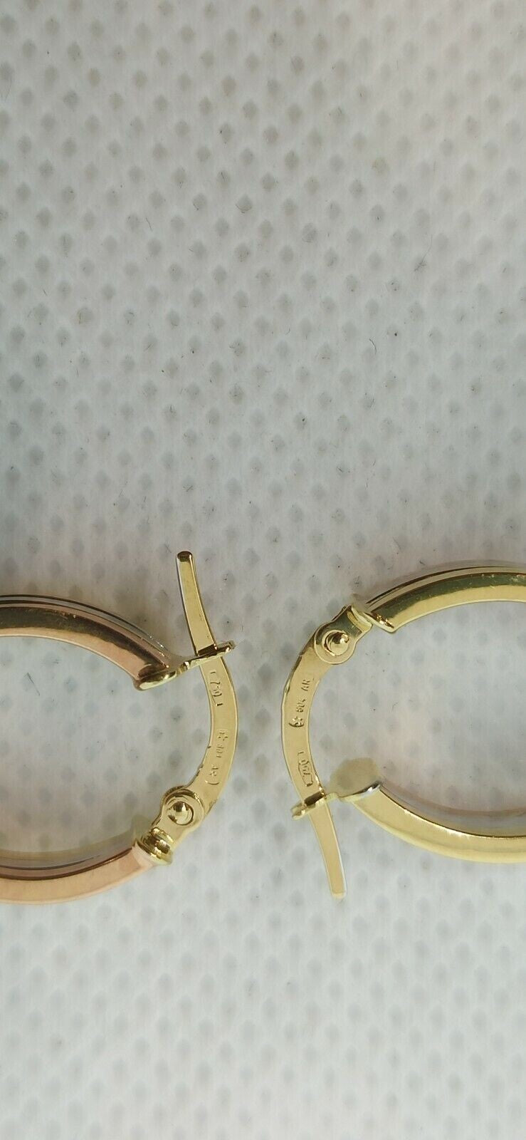 Orecchini multitonnali  “cerchi ovali in oro giallo , bianco e rosa 18 kt 