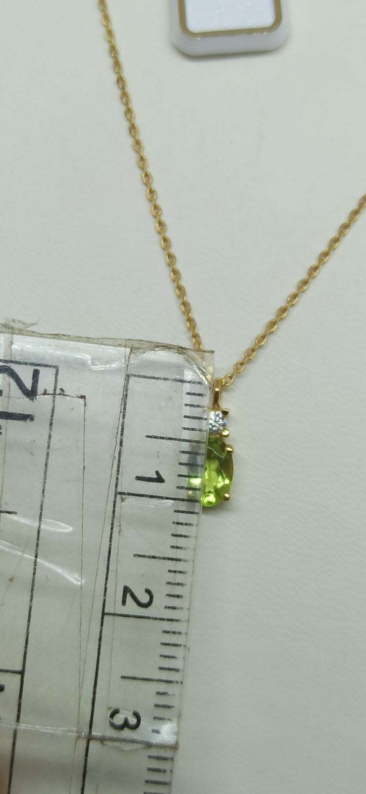 Collana punto luce in oro  giallo 9 Kt pietra verde ovale Collana Principessa