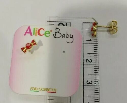 Orecchini in oro giallo 18 kt con caramella e smalti a fuoco