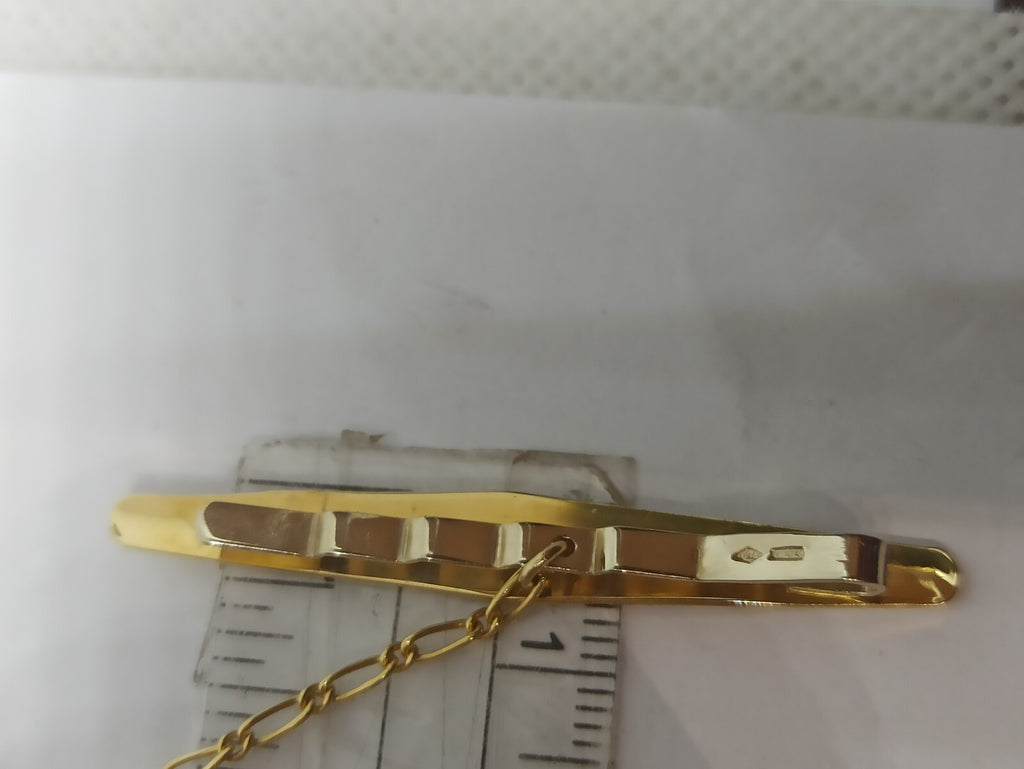 Fermacravatta usato in oro giallo rosa bianco satinato e lucido  18 kt grammi 5