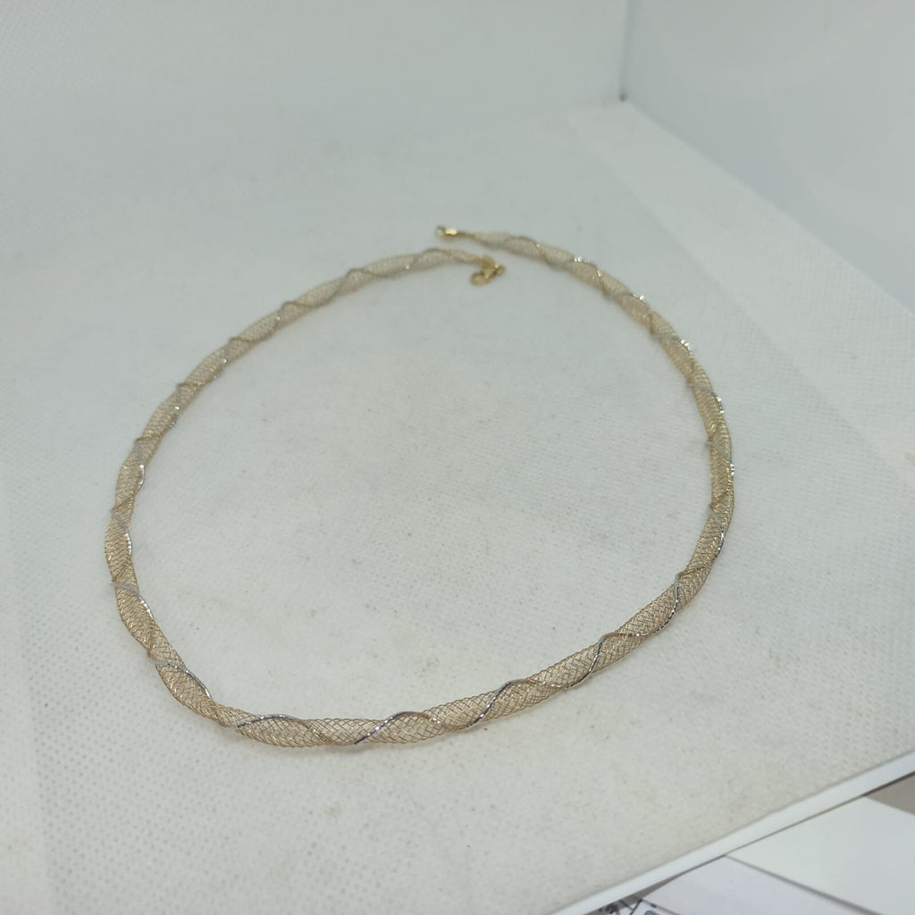 Collana Morbida Multifilo  Effetto Tessuto Oro Giallo e Bianco 18 kt  