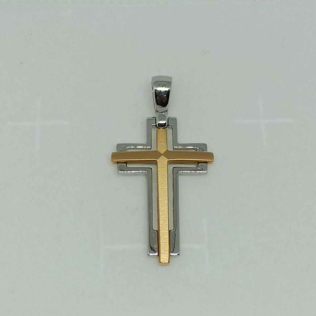 Croce da uomo in oro bianco e rosa  18 kt ( 750)  grammi 5,75.