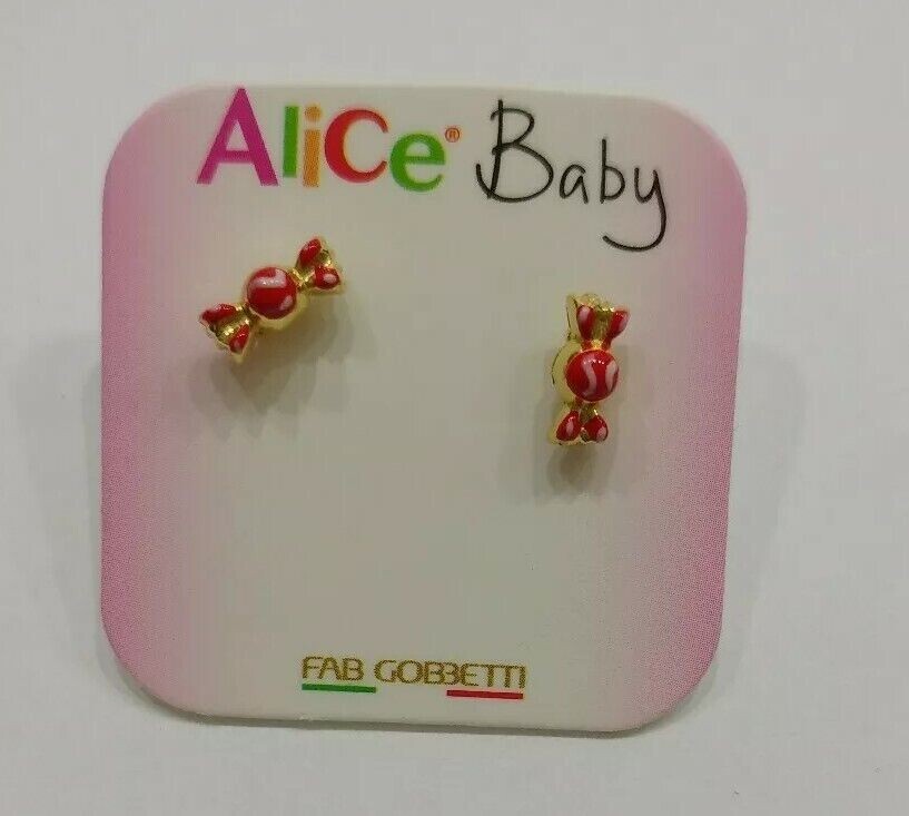 Orecchini in oro giallo 18 kt con caramella e smalti a fuoco