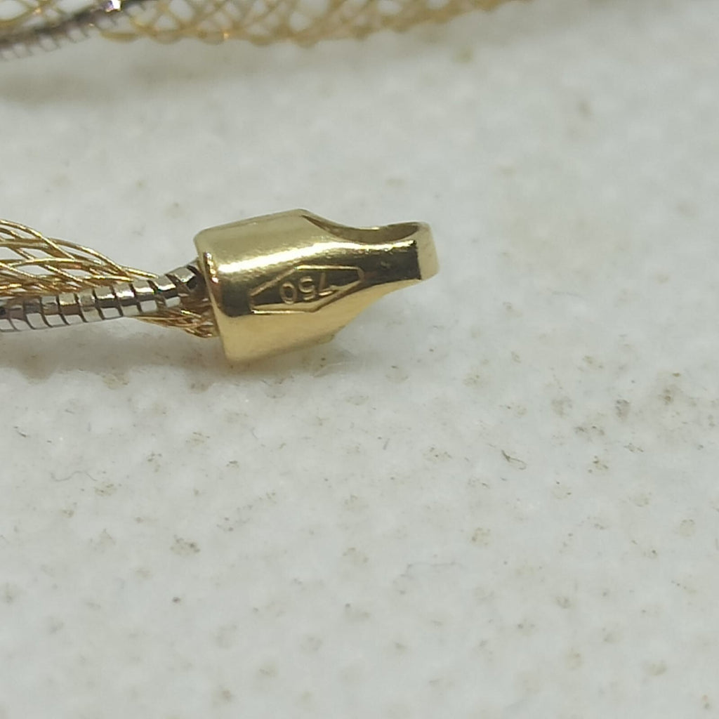 Collana Morbida Multifilo  Effetto Tessuto Oro Giallo e Bianco 18 kt  