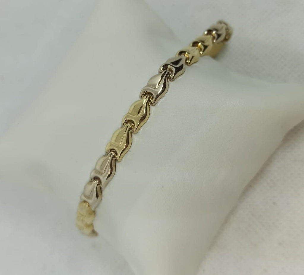 Bracciale uomo Donna Unisex maglie  oro giallo e bianco lucide 18 kt (750)