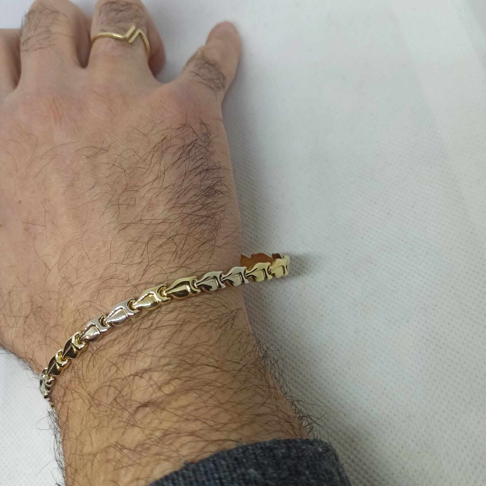 Bracciale uomo Donna Unisex maglie  oro giallo e bianco lucide 18 kt (750)