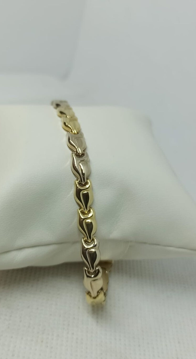 Bracciale uomo Donna Unisex maglie  oro giallo e bianco lucide 18 kt (750)