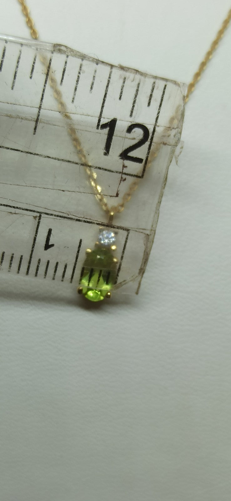 Collana punto luce in oro  giallo 9 Kt pietra verde ovale Collana Principessa