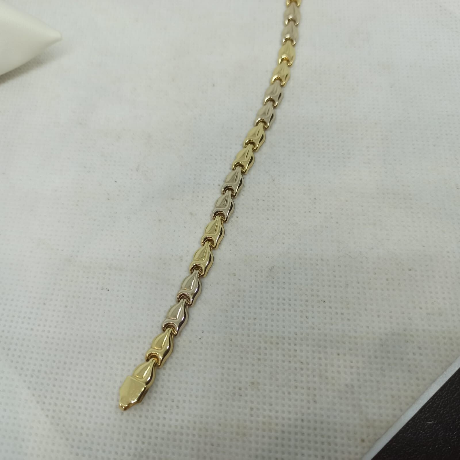 Bracciale uomo Donna Unisex maglie  oro giallo e bianco lucide 18 kt (750)