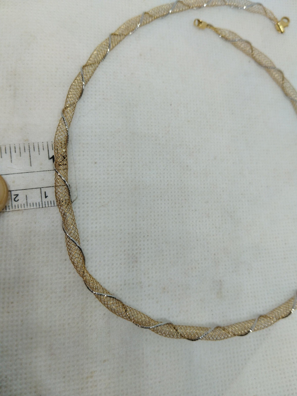 Collana Morbida Multifilo  Effetto Tessuto Oro Giallo e Bianco 18 kt  