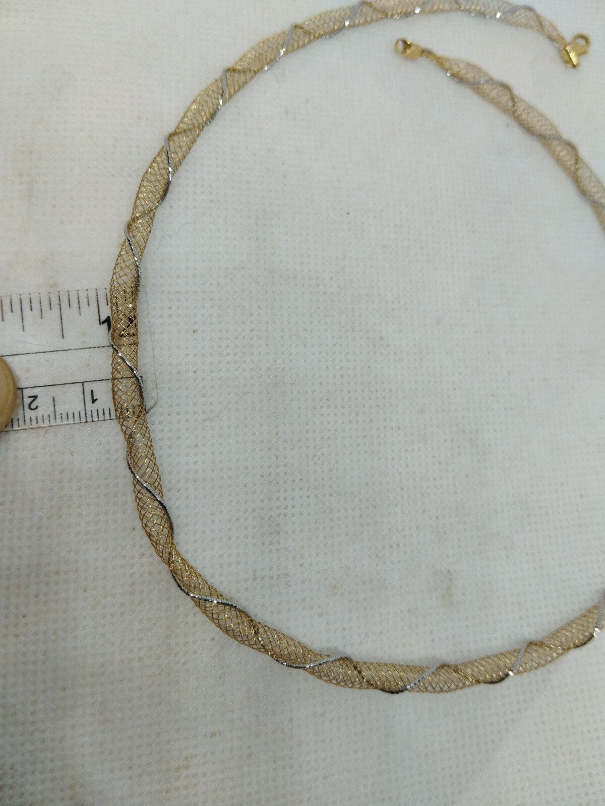 Collana Morbida Multifilo  Effetto Tessuto Oro Giallo e Bianco 18 kt  