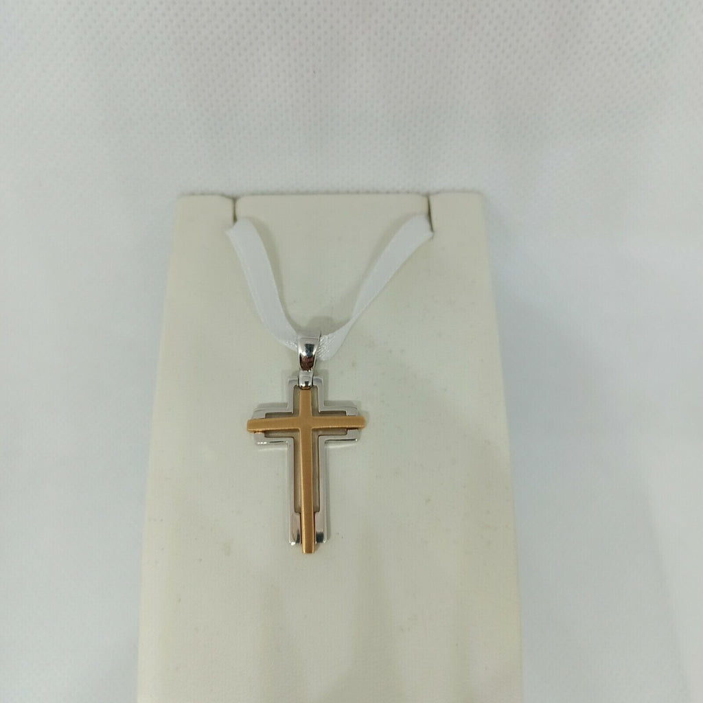 Croce da uomo in oro bianco e rosa  18 kt ( 750)  grammi 5,75.
