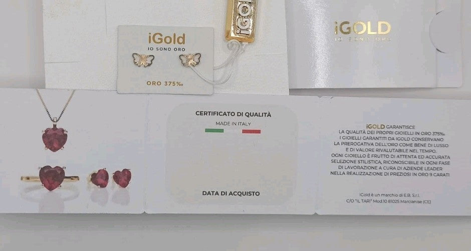 Orecchini in oro giallo 9 kt lucido ed inciso modello farfalla 