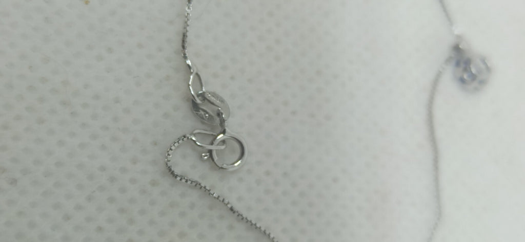 Collana Punto Luce Oro Bianco 18 Kt Con Pietre Bianche E Blu