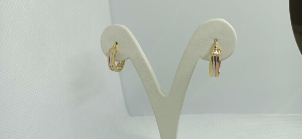 Orecchini multitonnali  “cerchi ovali in oro giallo , bianco e rosa 18 kt 