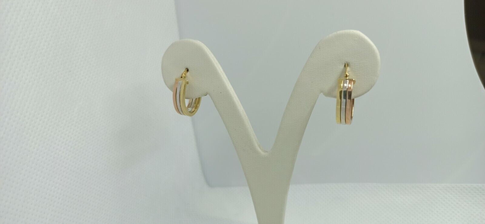 Orecchini multitonnali  “cerchi ovali in oro giallo , bianco e rosa 18 kt 