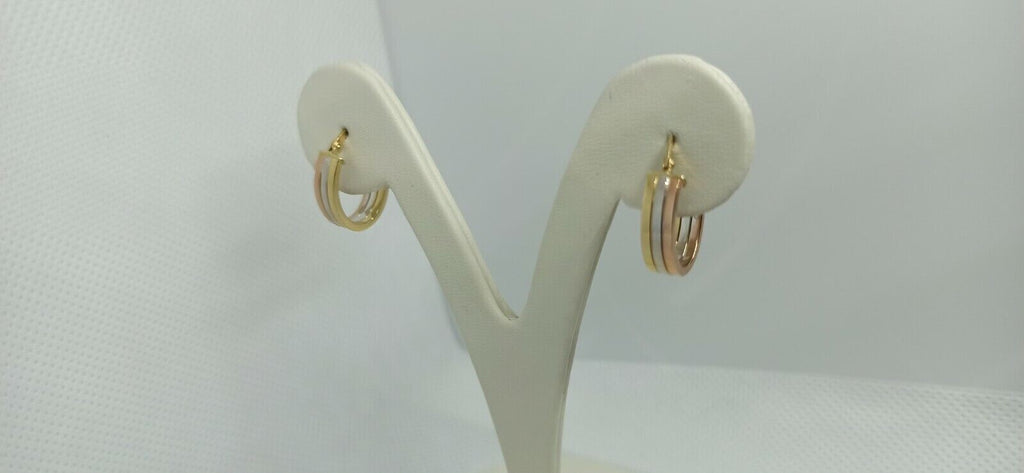 Orecchini multitonnali  “cerchi ovali in oro giallo , bianco e rosa 18 kt 