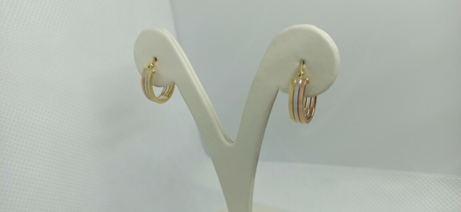 Orecchini multitonnali  “cerchi ovali in oro giallo , bianco e rosa 18 kt 