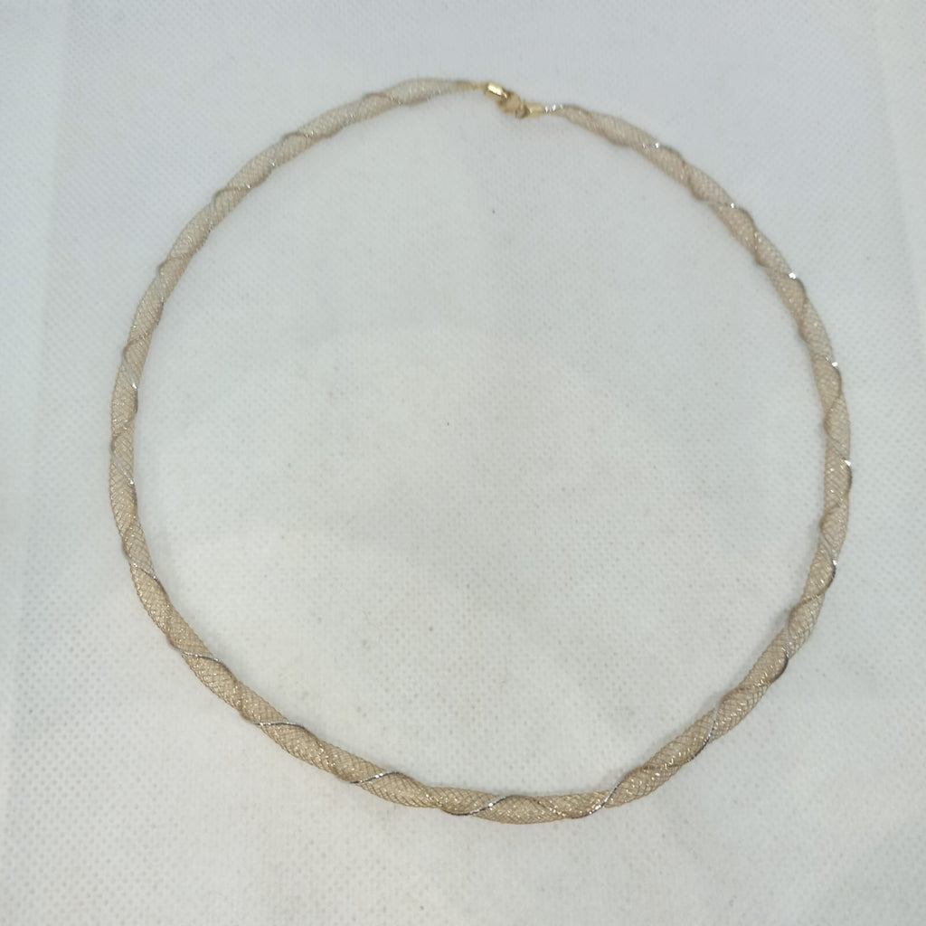 Collana Morbida Multifilo  Effetto Tessuto Oro Giallo e Bianco 18 kt  