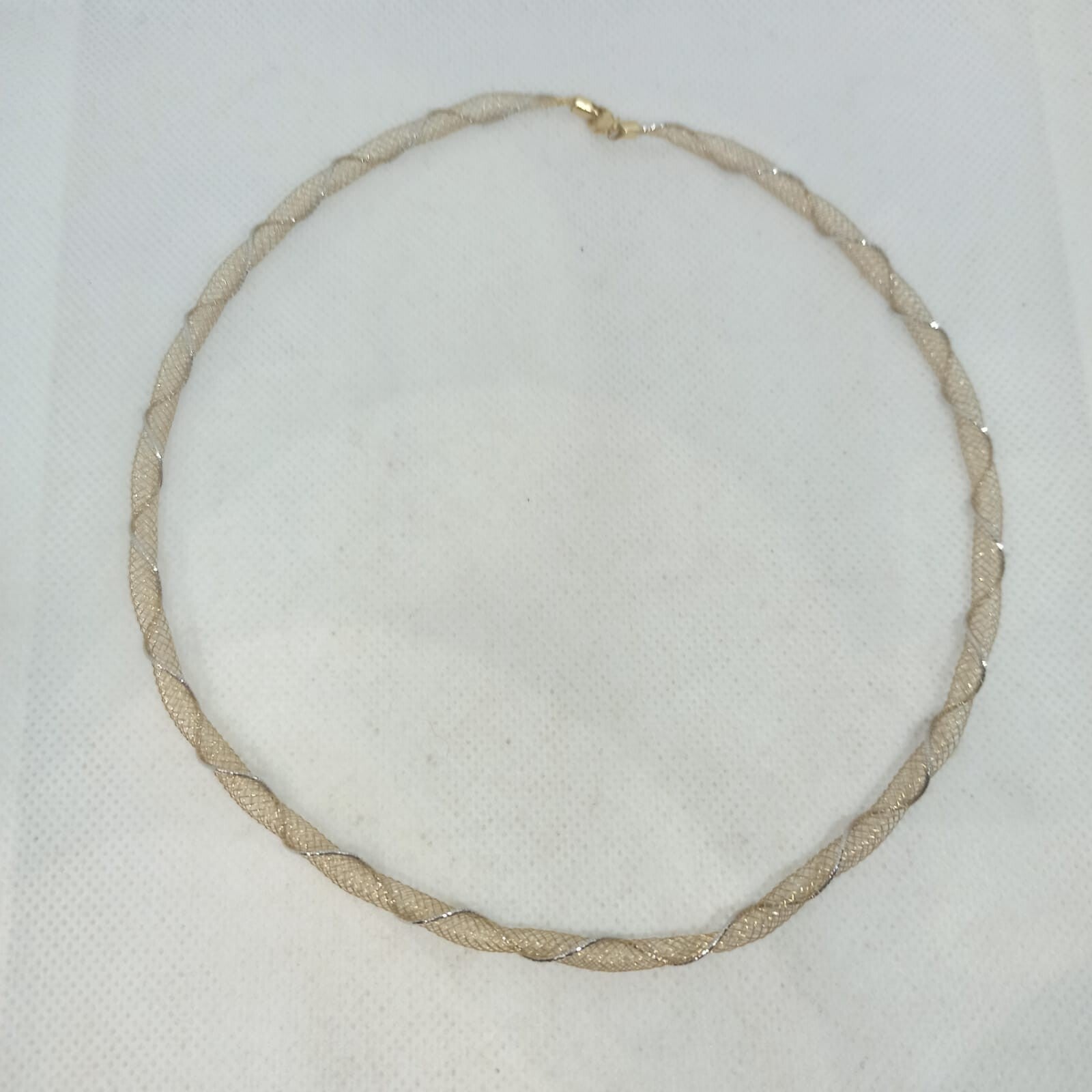 Collana Morbida Multifilo  Effetto Tessuto Oro Giallo e Bianco 18 kt  