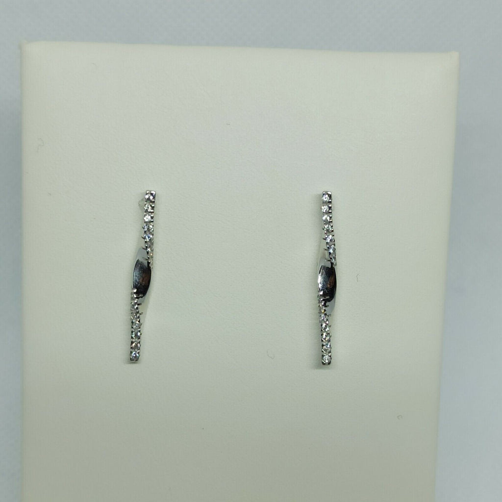 Orecchini a pendenti torchon in oro bianco lucido con zirconi