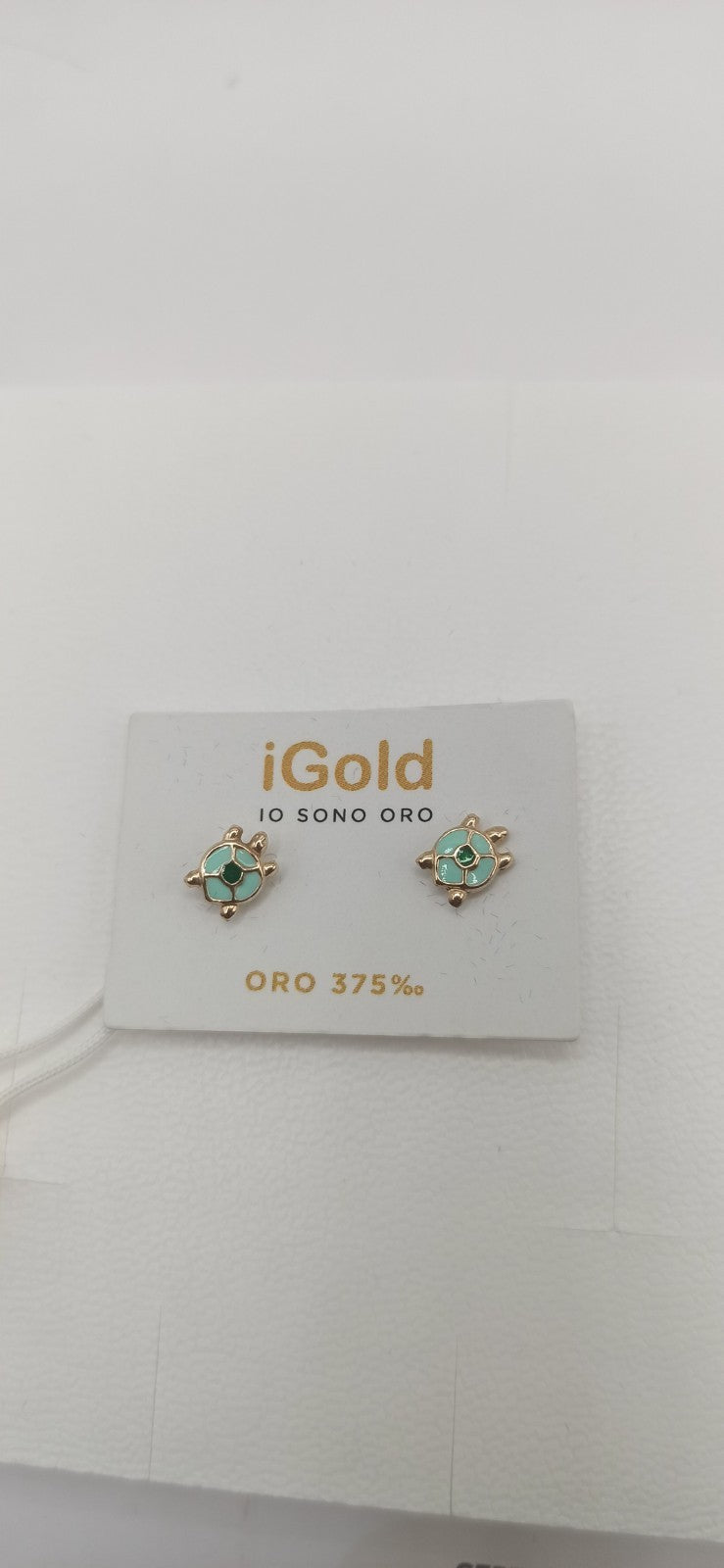 Orecchini in oro giallo 9 kt modello tartaruga con smalti. 