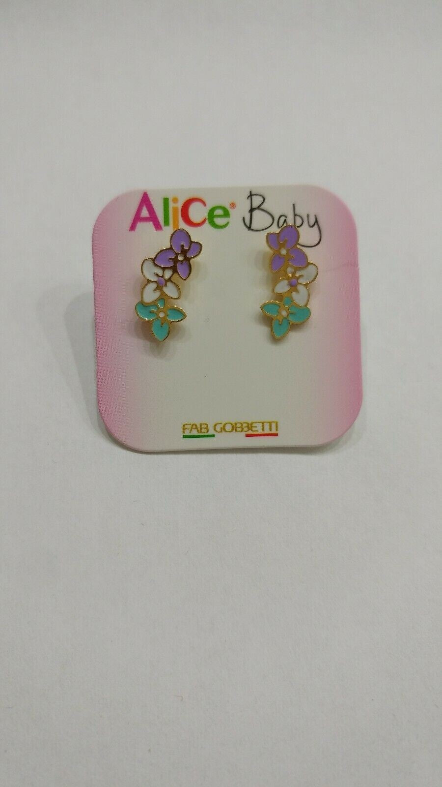 Orecchini pendenti in oro giallo 18 kt con fiori    e smalti a fuoco