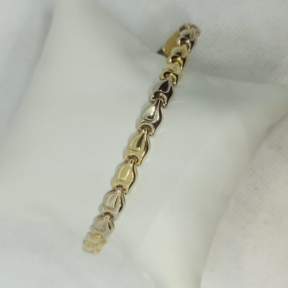 Bracciale uomo Donna Unisex maglie  oro giallo e bianco lucide 18 kt (750)