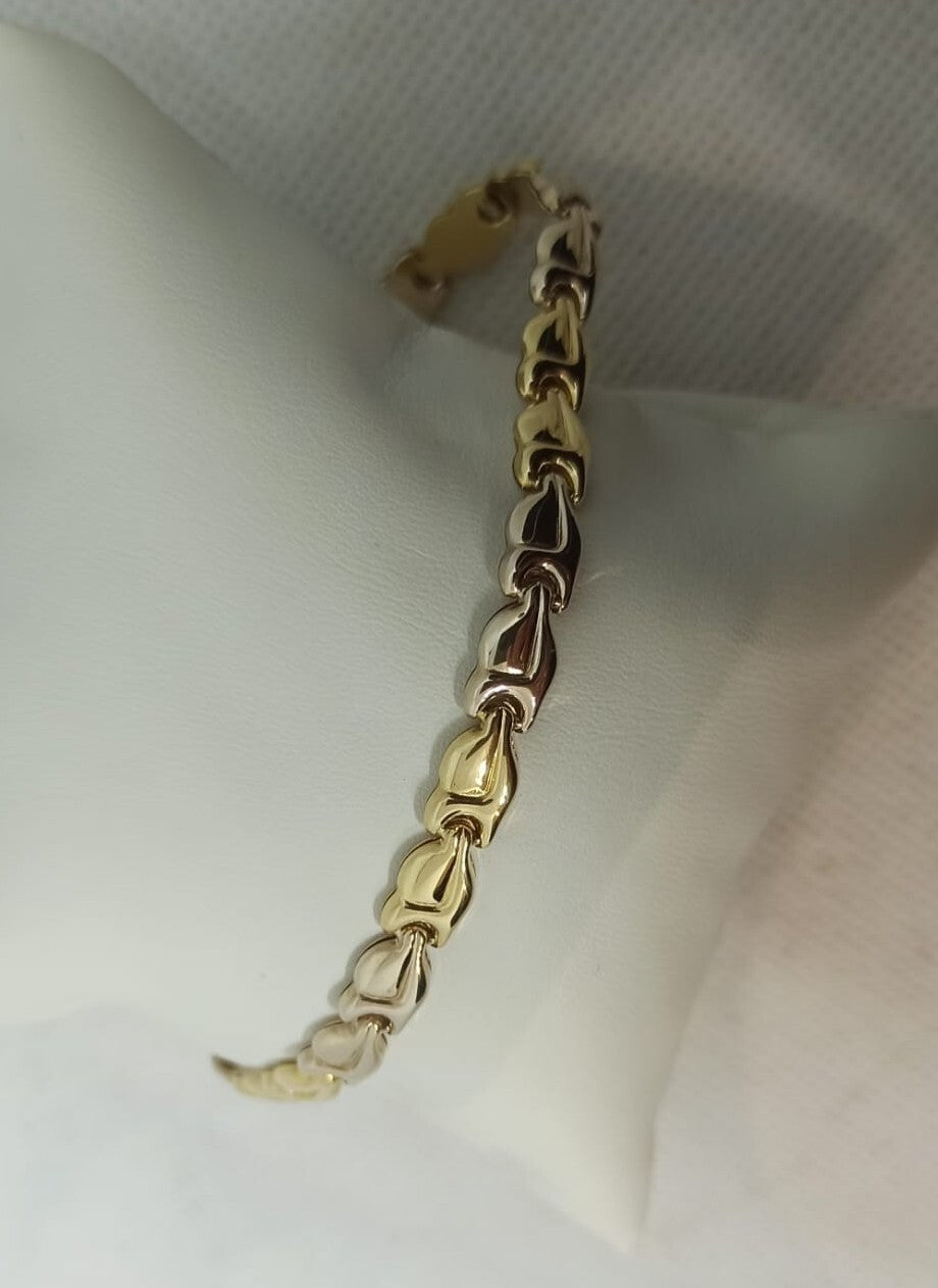 Bracciale uomo Donna Unisex maglie  oro giallo e bianco lucide 18 kt (750)