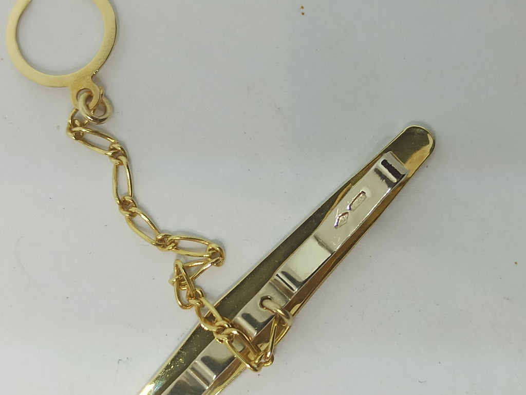 Fermacravatta usato in oro giallo rosa bianco satinato e lucido  18 kt grammi 5