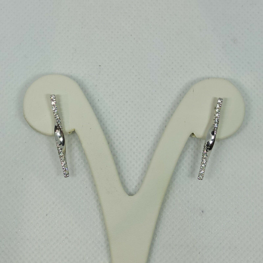 Orecchini a pendenti torchon in oro bianco lucido con zirconi