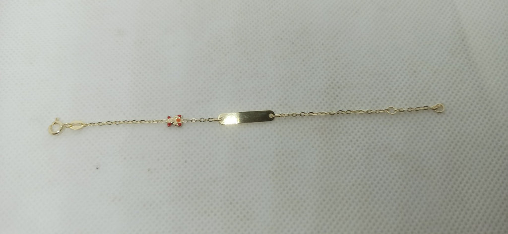 Bracciale oro giallo 9 kt Neonato Neonata Bimbi bimbe bambini  targa Orso Smalti