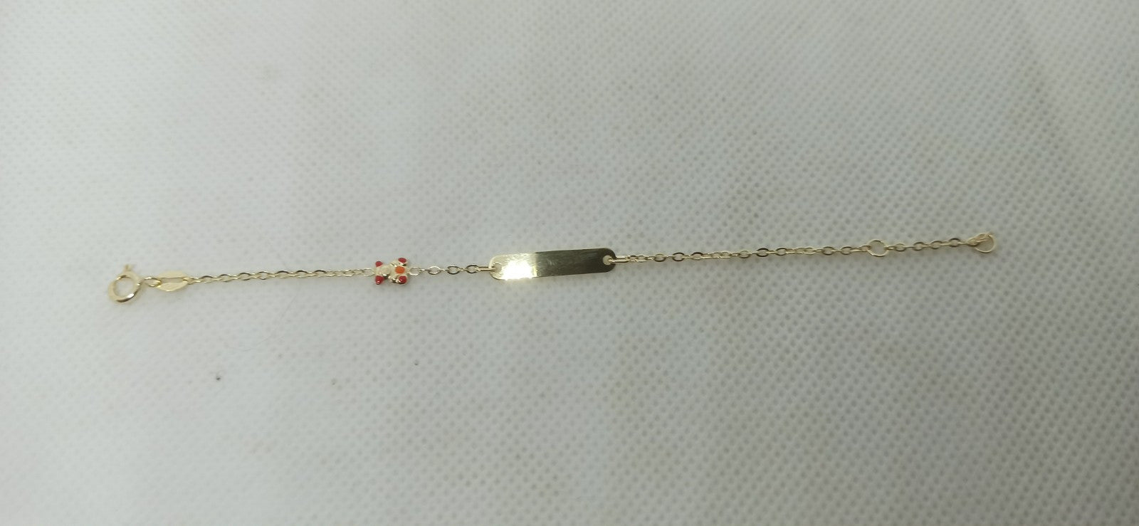 Bracciale oro giallo 9 kt Neonato Neonata Bimbi bimbe bambini  targa Orso Smalti