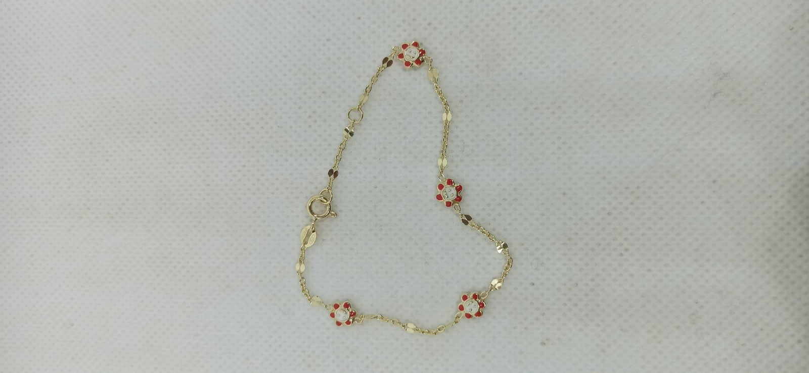Bracciale oro giallo 9 kt  bimbi bimbe  Neotata  con Fiori  smaltati