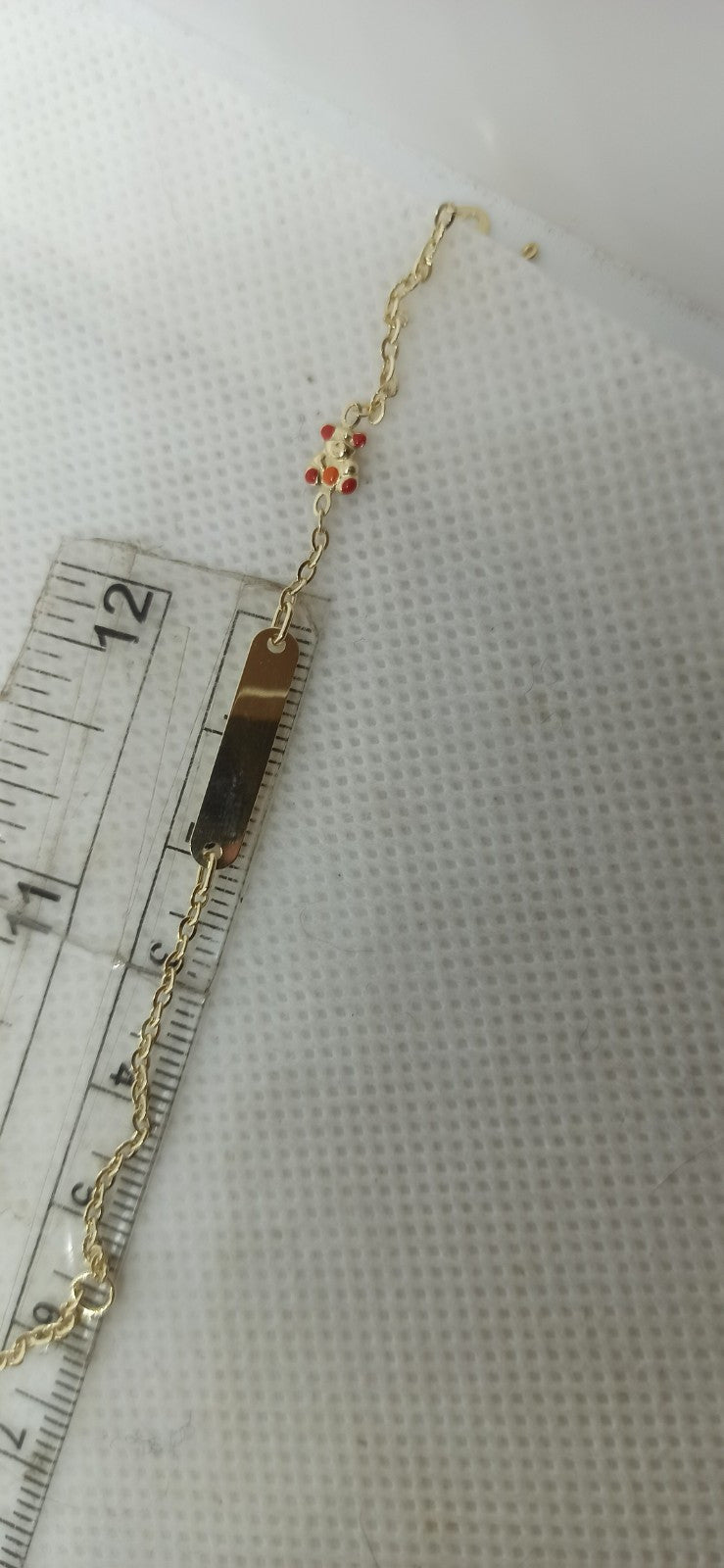 Bracciale oro giallo 9 kt Neonato Neonata Bimbi bimbe bambini  targa Orso Smalti