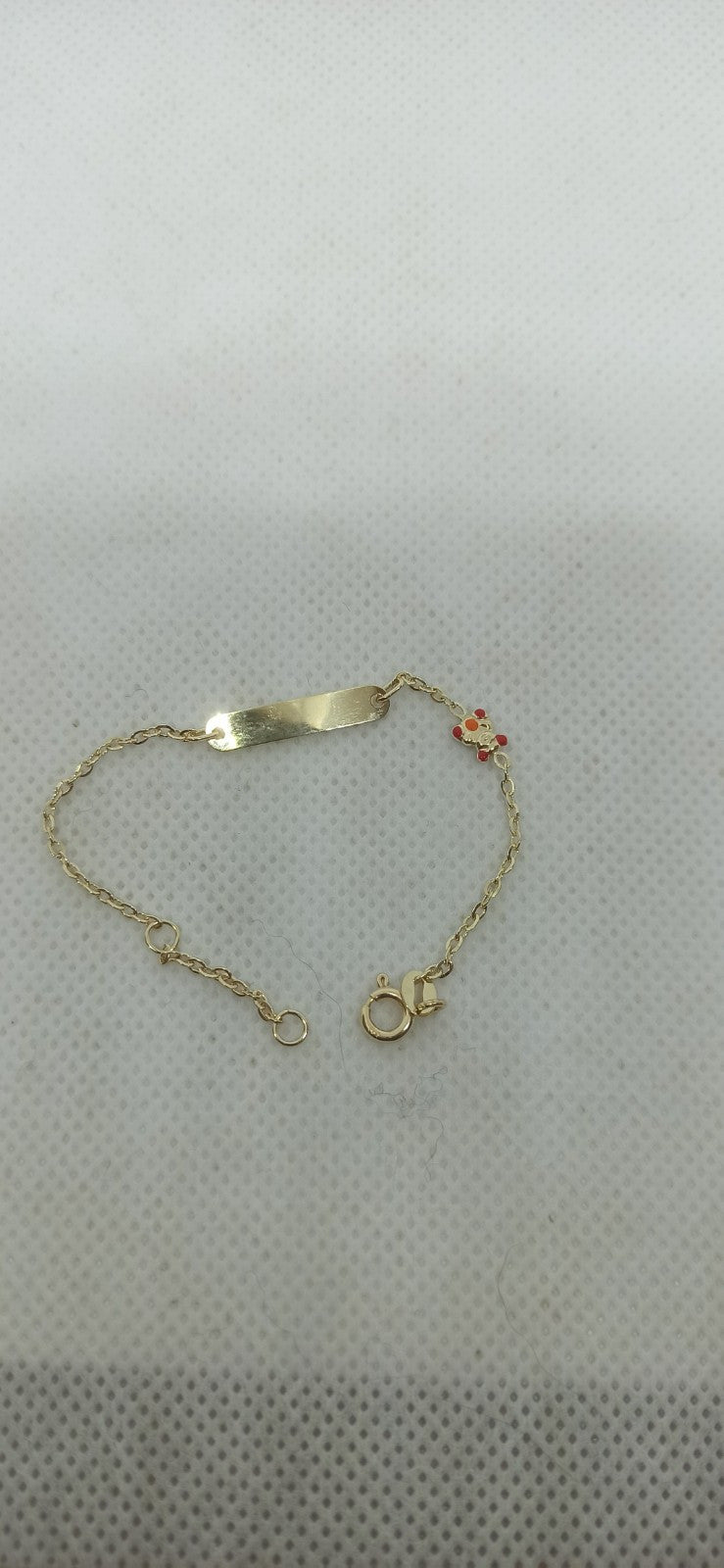 Bracciale oro giallo 9 kt Neonato Neonata Bimbi bimbe bambini  targa Orso Smalti
