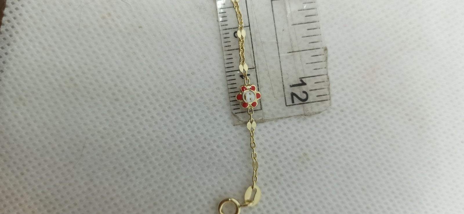 Bracciale oro giallo 9 kt  bimbi bimbe  Neotata  con Fiori  smaltati