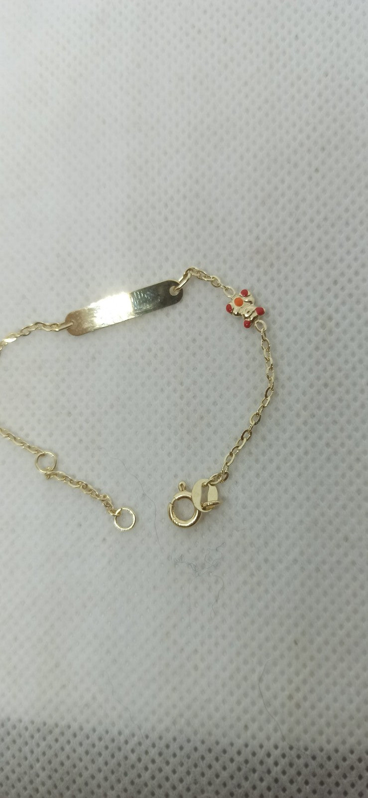 Bracciale oro giallo 9 kt Neonato Neonata Bimbi bimbe bambini  targa Orso Smalti